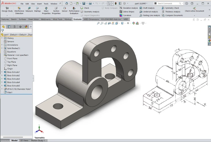 design-mechanical-3d-model-in-solidworks-with-2d-drawings